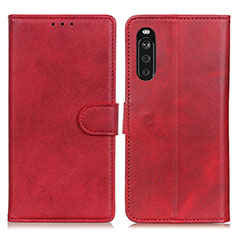 Funda de Cuero Cartera con Soporte Carcasa A05D para Sony Xperia 10 III Rojo