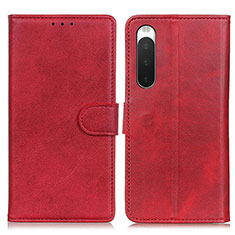Funda de Cuero Cartera con Soporte Carcasa A05D para Sony Xperia 10 V Rojo
