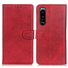 Funda de Cuero Cartera con Soporte Carcasa A05D para Sony Xperia 5 III Rojo