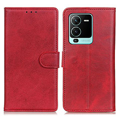 Funda de Cuero Cartera con Soporte Carcasa A05D para Vivo V25 Pro 5G Rojo