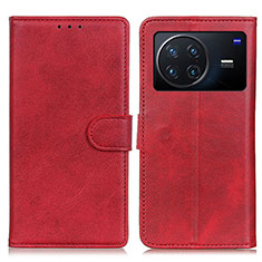 Funda de Cuero Cartera con Soporte Carcasa A05D para Vivo X Note Rojo