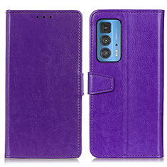 Funda de Cuero Cartera con Soporte Carcasa A06D para Motorola Moto Edge 20 Pro 5G Morado