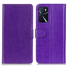 Funda de Cuero Cartera con Soporte Carcasa A06D para Oppo A16s Morado