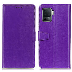 Funda de Cuero Cartera con Soporte Carcasa A06D para Oppo F19 Pro Morado