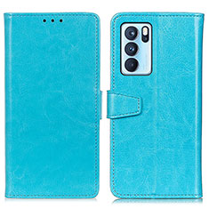 Funda de Cuero Cartera con Soporte Carcasa A06D para Oppo Reno6 Pro 5G India Azul Cielo