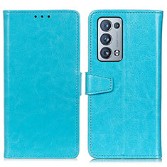 Funda de Cuero Cartera con Soporte Carcasa A06D para Oppo Reno6 Pro+ Plus 5G Azul Cielo