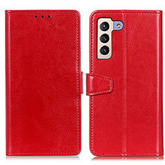 Funda de Cuero Cartera con Soporte Carcasa A06D para Samsung Galaxy S21 5G Rojo