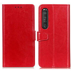 Funda de Cuero Cartera con Soporte Carcasa A06D para Sony Xperia 1 III Rojo