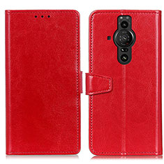 Funda de Cuero Cartera con Soporte Carcasa A06D para Sony Xperia PRO-I Rojo