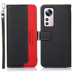 Funda de Cuero Cartera con Soporte Carcasa A06D para Xiaomi Mi 12 5G Rojo y Negro