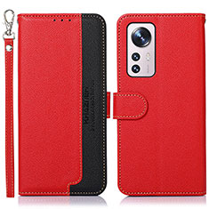 Funda de Cuero Cartera con Soporte Carcasa A06D para Xiaomi Mi 12 Pro 5G Rojo