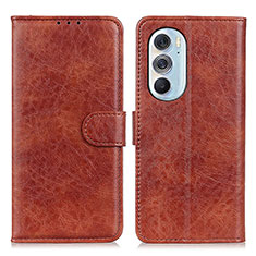 Funda de Cuero Cartera con Soporte Carcasa A07D para Motorola Moto Edge Plus (2022) 5G Marron