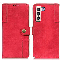 Funda de Cuero Cartera con Soporte Carcasa A07D para Samsung Galaxy S21 5G Rojo