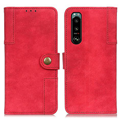 Funda de Cuero Cartera con Soporte Carcasa A07D para Sony Xperia 5 III Rojo