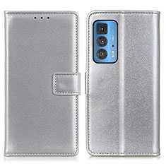 Funda de Cuero Cartera con Soporte Carcasa A08D para Motorola Moto Edge 20 Pro 5G Plata