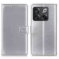 Funda de Cuero Cartera con Soporte Carcasa A08D para OnePlus 10T 5G Plata