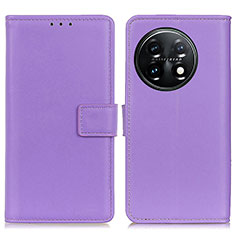 Funda de Cuero Cartera con Soporte Carcasa A08D para OnePlus 11 5G Morado