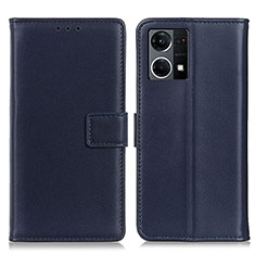 Funda de Cuero Cartera con Soporte Carcasa A08D para Oppo Reno7 4G Azul