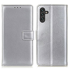 Funda de Cuero Cartera con Soporte Carcasa A08D para Samsung Galaxy A04s Plata