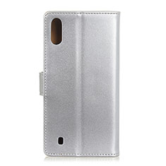 Funda de Cuero Cartera con Soporte Carcasa A08D para Samsung Galaxy M01 Plata