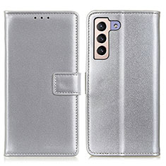 Funda de Cuero Cartera con Soporte Carcasa A08D para Samsung Galaxy S21 5G Plata