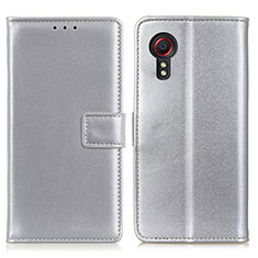 Funda de Cuero Cartera con Soporte Carcasa A08D para Samsung Galaxy XCover 5 SM-G525F Plata