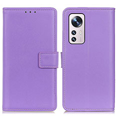 Funda de Cuero Cartera con Soporte Carcasa A08D para Xiaomi Mi 12S 5G Morado