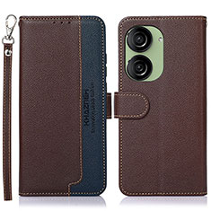 Funda de Cuero Cartera con Soporte Carcasa A09D para Asus ZenFone 10 Marron