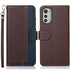 Funda de Cuero Cartera con Soporte Carcasa A09D para Motorola Moto E32 Marron