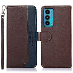 Funda de Cuero Cartera con Soporte Carcasa A09D para Motorola Moto Edge 20 5G Marron