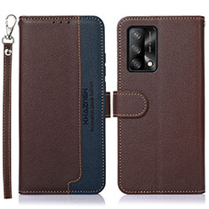 Funda de Cuero Cartera con Soporte Carcasa A09D para Oppo Reno6 Lite Marron