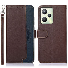 Funda de Cuero Cartera con Soporte Carcasa A09D para Realme C35 Marron