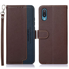 Funda de Cuero Cartera con Soporte Carcasa A09D para Samsung Galaxy M02 Marron