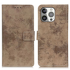 Funda de Cuero Cartera con Soporte Carcasa A10 para Apple iPhone 13 Pro Max Caqui