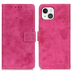 Funda de Cuero Cartera con Soporte Carcasa A10 para Apple iPhone 14 Rosa Roja