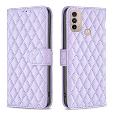 Funda de Cuero Cartera con Soporte Carcasa B01F para Motorola Moto E30 Morado