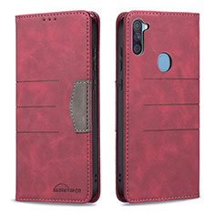 Funda de Cuero Cartera con Soporte Carcasa B01F para Samsung Galaxy A11 Rojo