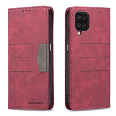 Funda de Cuero Cartera con Soporte Carcasa B01F para Samsung Galaxy A12 5G Rojo