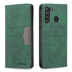 Funda de Cuero Cartera con Soporte Carcasa B01F para Samsung Galaxy A21 Verde