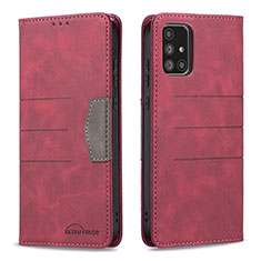 Funda de Cuero Cartera con Soporte Carcasa B01F para Samsung Galaxy A71 4G A715 Rojo