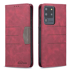 Funda de Cuero Cartera con Soporte Carcasa B01F para Samsung Galaxy S20 Ultra Rojo