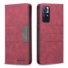 Funda de Cuero Cartera con Soporte Carcasa B01F para Xiaomi Redmi Note 11S 5G Rojo