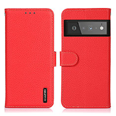 Funda de Cuero Cartera con Soporte Carcasa B01H para Google Pixel 6 Pro 5G Rojo