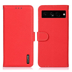 Funda de Cuero Cartera con Soporte Carcasa B01H para Google Pixel 7 Pro 5G Rojo