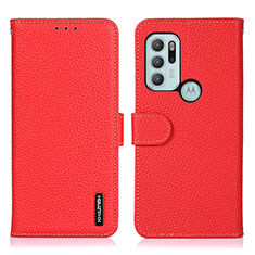 Funda de Cuero Cartera con Soporte Carcasa B01H para Motorola Moto G60s Rojo