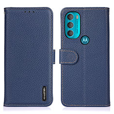 Funda de Cuero Cartera con Soporte Carcasa B01H para Motorola Moto G71 5G Azul