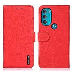 Funda de Cuero Cartera con Soporte Carcasa B01H para Motorola Moto G71 5G Rojo