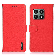 Funda de Cuero Cartera con Soporte Carcasa B01H para OnePlus 10 Pro 5G Rojo