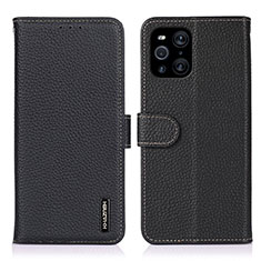 Funda de Cuero Cartera con Soporte Carcasa B01H para Oppo Find X3 5G Negro