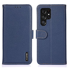 Funda de Cuero Cartera con Soporte Carcasa B01H para Samsung Galaxy S21 Ultra 5G Azul